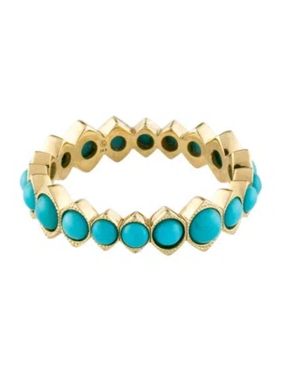 Pre-owned Three Stories 14k Graduated Show Your Love Bezel Set Turquoise Band In Multi