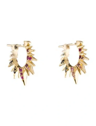 Pre-owned Three Stories 14k Ruby & Sapphire Small Love Explosion Ombre Earring In Multi