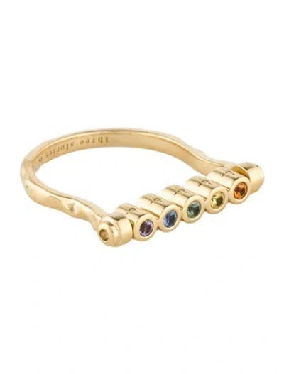 Pre-owned Three Stories 14k Sapphire & Diamond Shining Star Rainbow Flip Ring In Multi