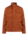 Three Stroke Man Overcoat & Trench Coat Rust Size Xxl Cotton, Elastane