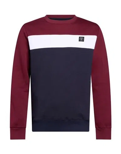 Three Stroke Man Sweatshirt Burgundy Size Xxl Cotton, Polyester In Blue