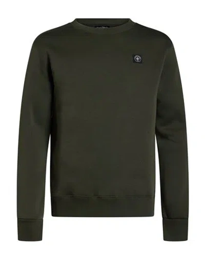 Three Stroke Man Sweatshirt Military Green Size L Cotton, Polyester
