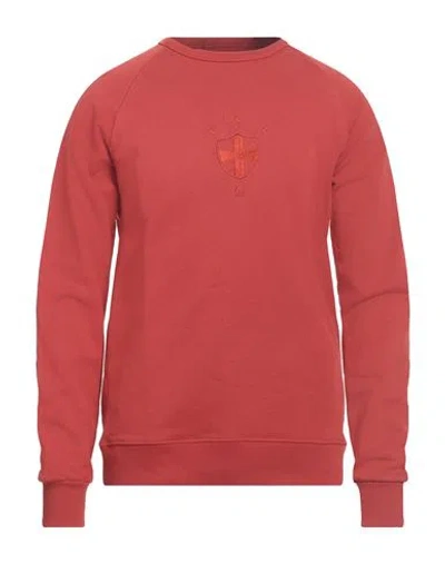 Three Stroke Man Sweatshirt Rust Size L Cotton In Red
