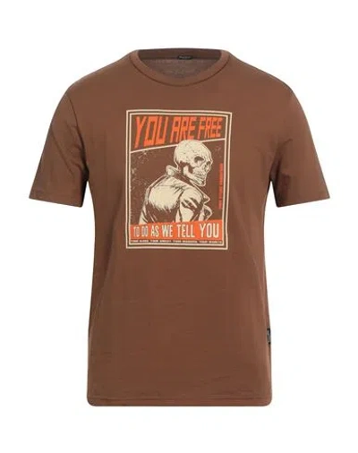 Three Stroke Man T-shirt Brown Size Xl Cotton