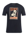 Three Stroke Man T-shirt Midnight Blue Size L Cotton