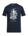 Three Stroke Man T-shirt Midnight Blue Size L Cotton In Blue