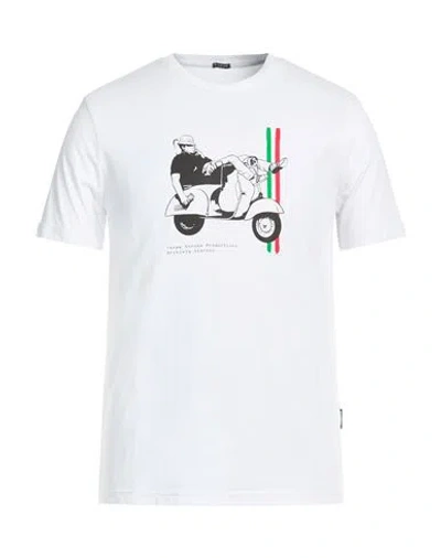 Three Stroke Man T-shirt White Size L Cotton