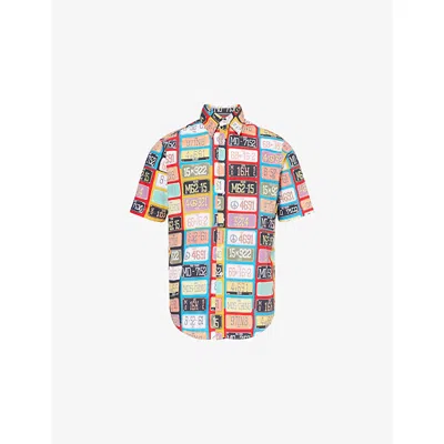 Thrifty Towel Mens Multi Graphic-print Short-sleeve Cotton Shirt