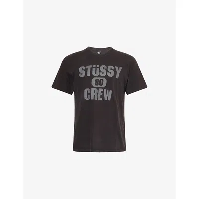 Thrifty Towel Mens Black Pre-loved Stüssy 80's Text-print Cotton T-shirt