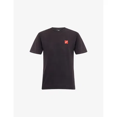 Thrifty Towel Mens Black Pre-loved Stüssy Embroidered-square Cotton T-shirt