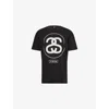 Thrifty Towel Mens Black Pre-loved Stüssy Graphic-print Cotton T-shirt In Black
