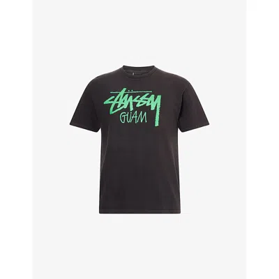 Thrifty Towel Mens Black Pre-loved Stüssy Graphic-print Cotton T-shirt