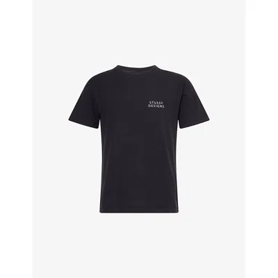Thrifty Towel Mens Black Pre-loved Stüssy Graphic-print Cotton T-shirt