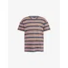 Thrifty Towel Mens Multi-coloured Pre-loved Stüssy Striped Cotton T-shirt In Multi