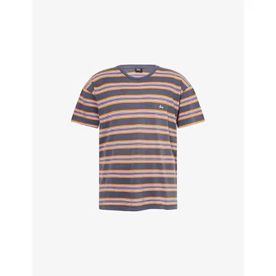 Thrifty Towel Mens Multi-coloured Pre-loved Stüssy Striped Cotton T-shirt
