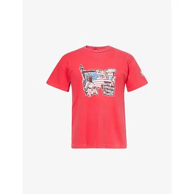 Thrifty Towel Mens Red Pre-loved Stüssy Sex Pistol Parody Cotton-jersey T-shirt