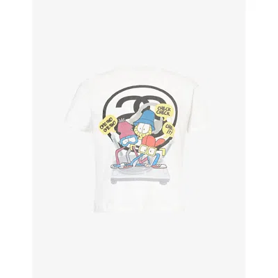 Thrifty Towel Mens White Pre-loved Stüssy Graffiti-print T-shirt