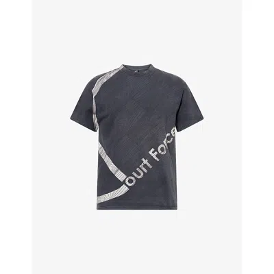 Thrifty Towel Mens Dark Grey Pre-loved Stüssy X Nike Air Force Cotton-jersey T-shirt