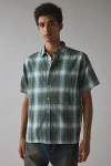 Thrills Check Pattern Short Sleeve Shirt Top In Green, Men's At Urban Outfitters In Green