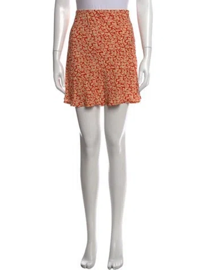 Pre-owned Thrills Floral Print Mini Skirt In Orange