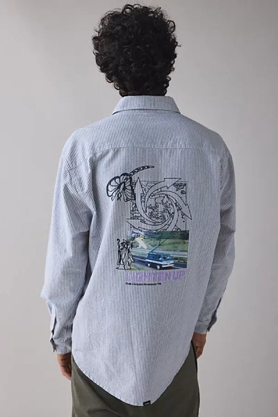 Thrills Occasions Long Sleeve Shirt In Insignia Blue Stripe, Men's At Urban Outfitters