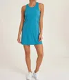 Thrive Societe Draped Back Dress In Caribbean Blue In Multi