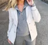 Thrive Societe Luxe Sports Blazer In Stone In White