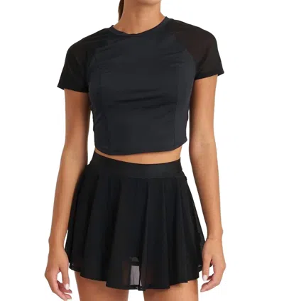 Thrive Societe Mesh Performance Cropped Tee In Black
