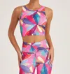 Thrive Societe Bungee High Neck Sports Bra In Petal Print In Multi