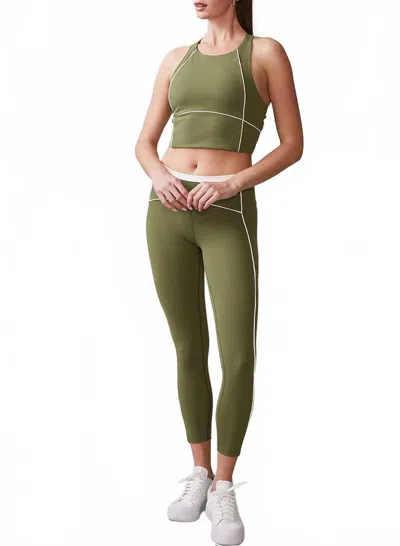 Thrive Societe Piped Pocket Leggings In Deep Olive In Green