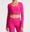 THRIVE SOCIETE REFINE LONG SLEEVE BRA TOP IN DRAGONFRUIT