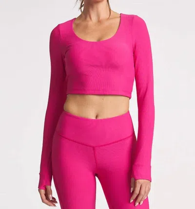 Thrive Societe Refine Long Sleeve Bra Top In Dragonfruit