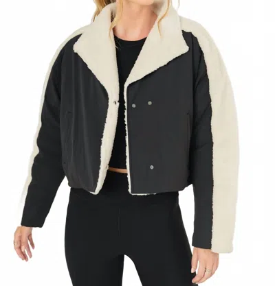 Thrive Societe Teddy Mix Padded Jacket In Black In Blue