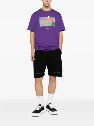 Throwback Logo-embroidered Drawstring Shorts In Purple