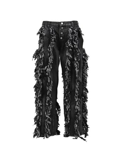Thug Club Angels Fringe-trimmed Jeans In Black