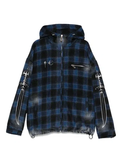 Thug Club Arab Sword Flannel Jacket In Blue