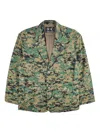 Thug Club Army Camouflage Single-breasted Blazer In Green