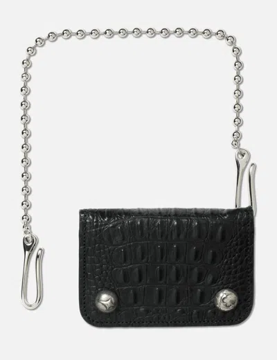 Thug Club Ball Chain Leather Card Case In Black