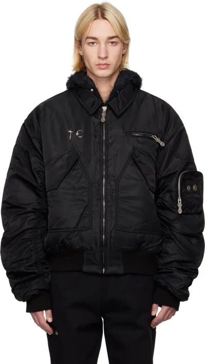 THUG CLUB BLACK 'A WINGLESS BIRD' BOMBER JACKET