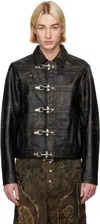 Thug Club Black Bio Soldier Leather Jacket In Black