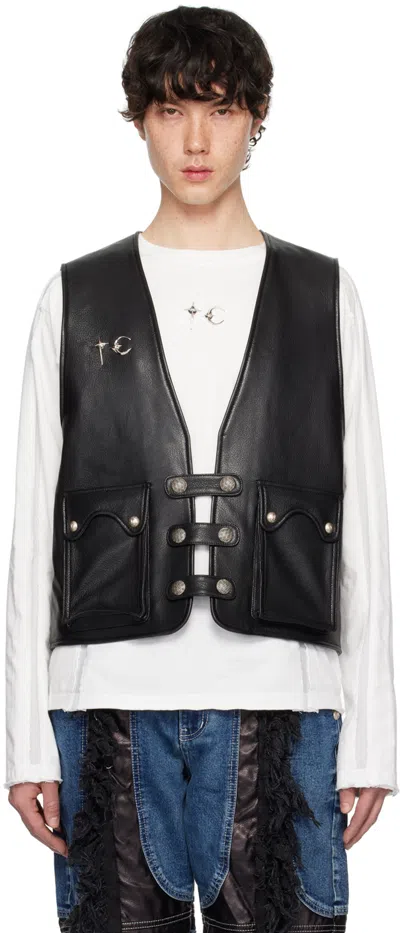 Thug Club Black Hardware Leather Waistcoat
