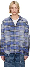 Thug Club Blue Sword Flannel Shirt In Blue