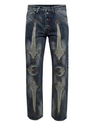 Thug Club Bone Button-fastening Jeans In Blue