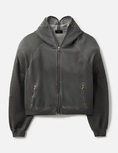 Thug Club Bulk Shoulder Gladiator Zip-up Hoodie In Black