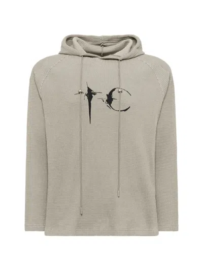 Thug Club Bulk Shoulder Waffle-knit Hoodie In Gray