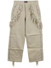 Thug Club Castle Cowboy Fringed Trousers In Neutrals