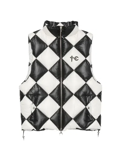 Thug Club Check-print Puffer Gilet In Multi