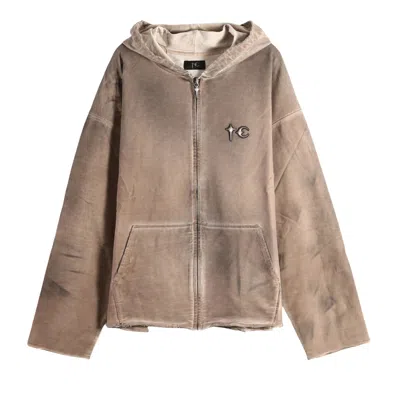 Pre-owned Thug Club Creed Scarf Hooded Zip-up Hoodie 'beige' | Tan | Men's Size 3