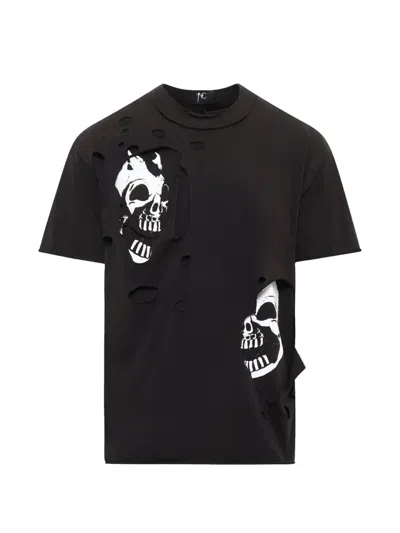 Thug Club Distressed Skull-print T-shirt In Brown