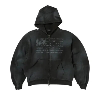 Pre-owned Thug Club Dirty Washed Old Glory Zip-up Hoodie 'black' | Men's Size 4